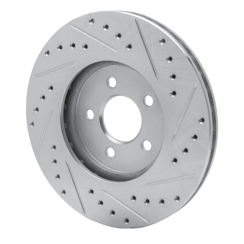 Chrysler Cirrus Brake Rotor (1) - Front Left - R1 Concepts - Drilled & Slotted - Silver - `95-`06